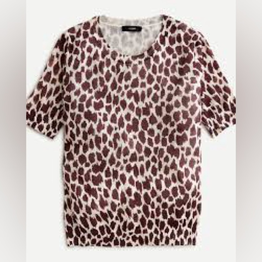 J .Crew Leopard Print Silk Blend Sweater Size M Career Neutral Top NWT